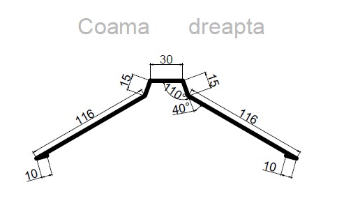 Coamă dreaptă pentru tablă cutată RAL 3011 roșu, 0,4x312x2000 mm 