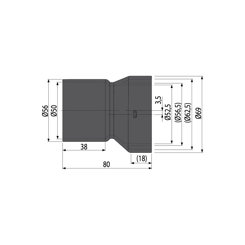 Adaptor AVZ-P003 pentru conectarea laterală DN50