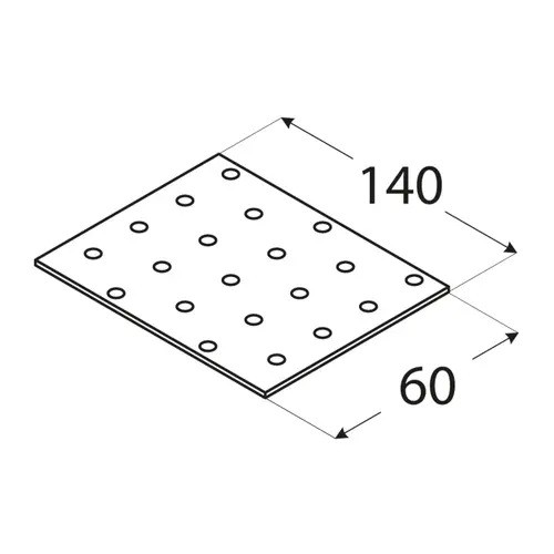 Placă perforată plată din otel zincat pentru de constructii lemn, 140x60x2 mm