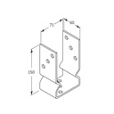 Suport stâlp tip U 101x150x60x4,0 mm, zincat fixare în șuruburi