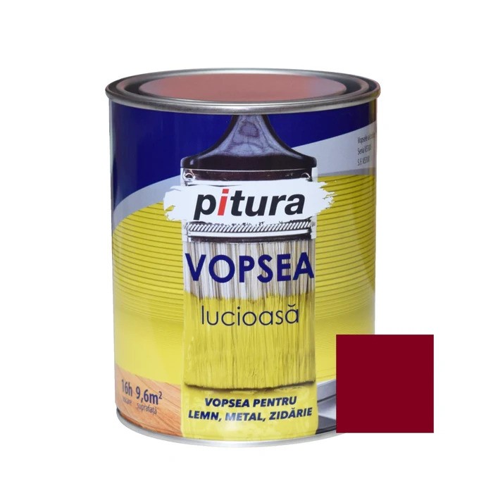 Vopsea universală Pitura, alchidică vișiniu, 0.6 l