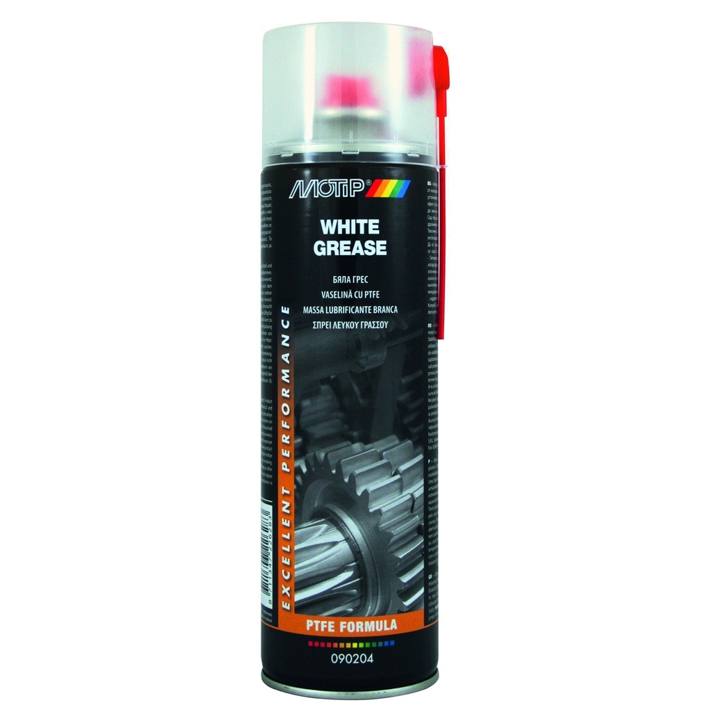 Spray lubrifiant pe bază de vaselină cu PTFE MOTIP White Grease, 500ml