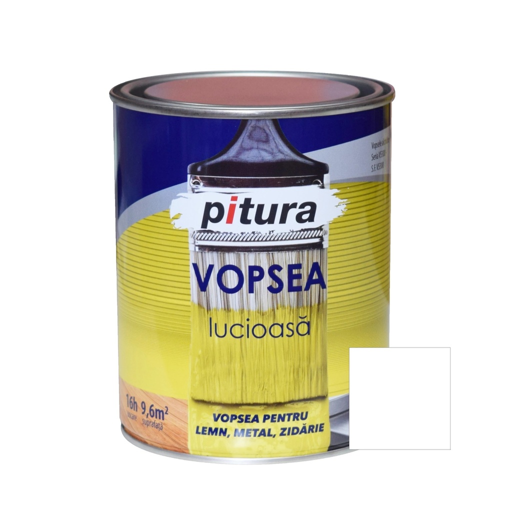 Vopsea universală Pitura, alchidică alb polar, 0.6 l