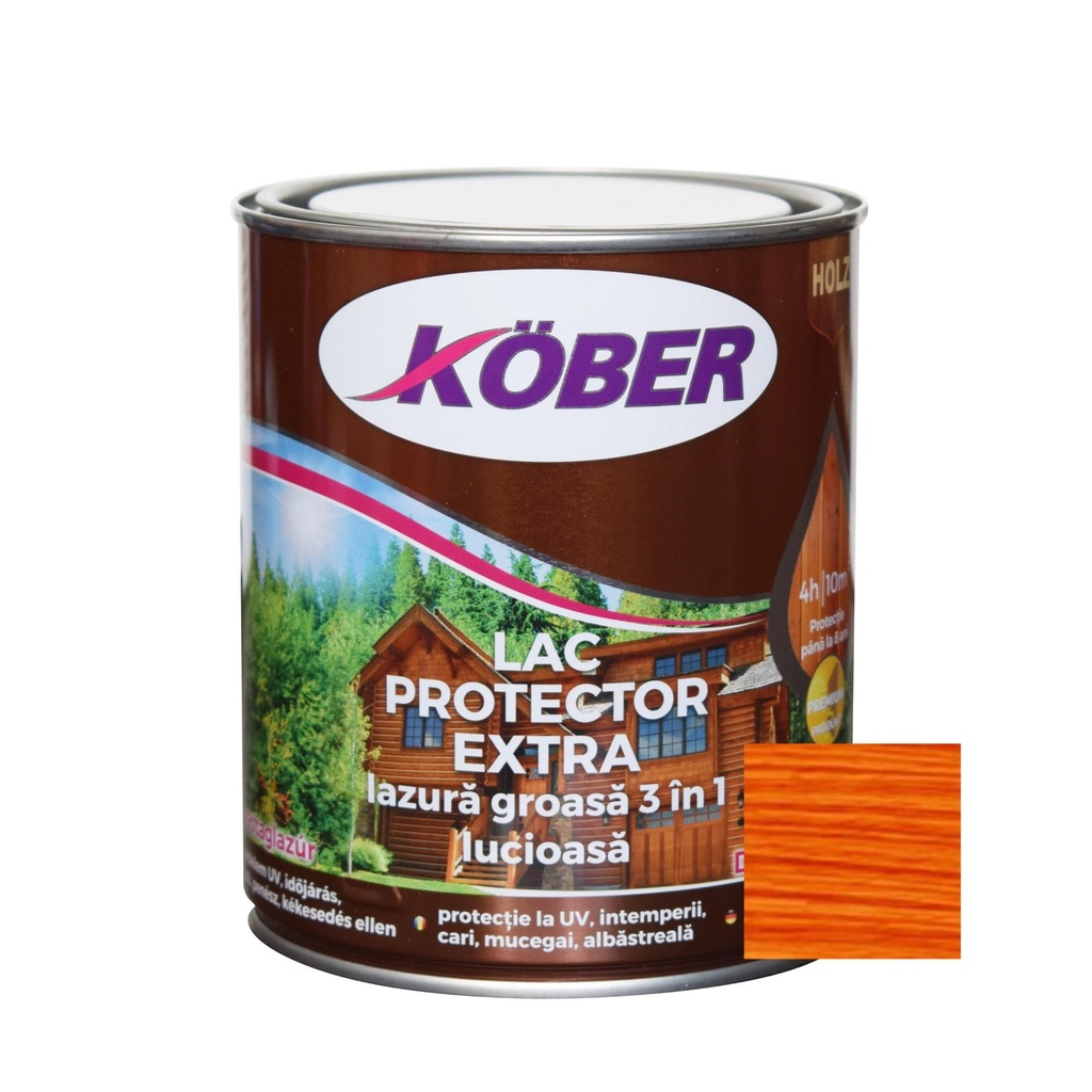 Lac protector extra Kober interior/exterior, lazură groasă 3 în 1 cireș 0,75 l