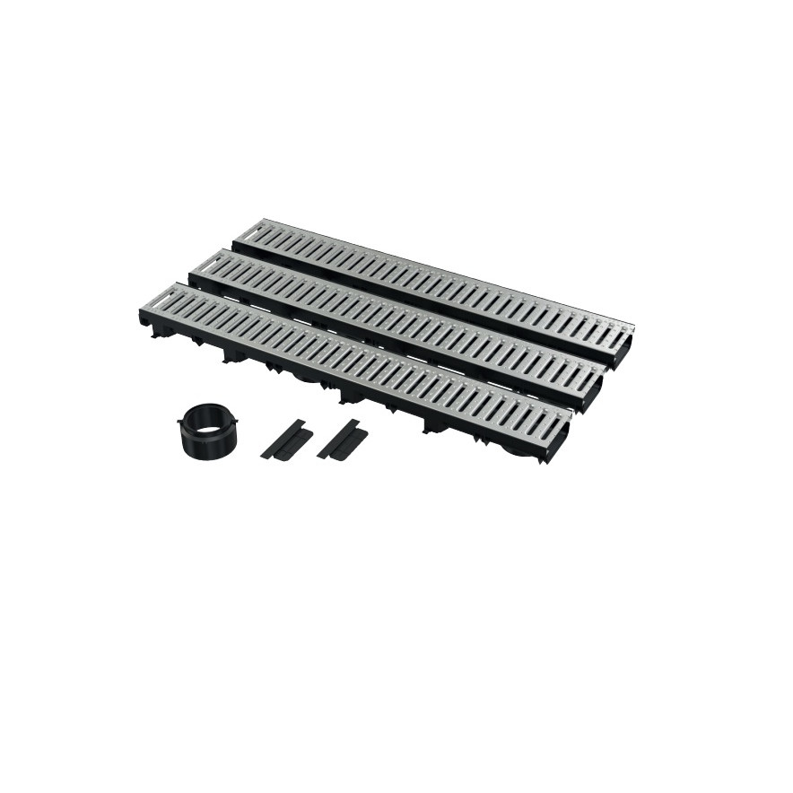 Rigolă exterioară Alcaplast AVZ112-G102 set garaj 3 ml cu grătar galvanizat, 3x1 ml