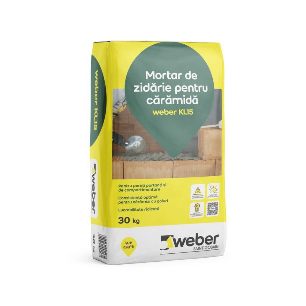 Mortar de zidărie pentru cărămidă Weber KL15, 30 kg