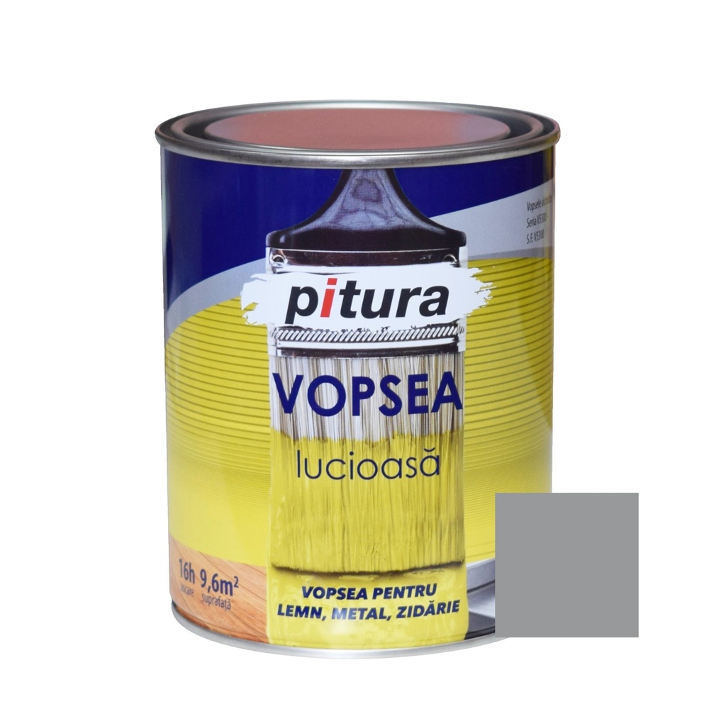 Vopsea universală Pitura, alchidică gri metal, 0.6 l