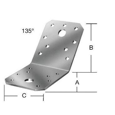 Element de îmbinare contra vântuirii 135°, din otel zincat, 50x50x40x2,5 mm