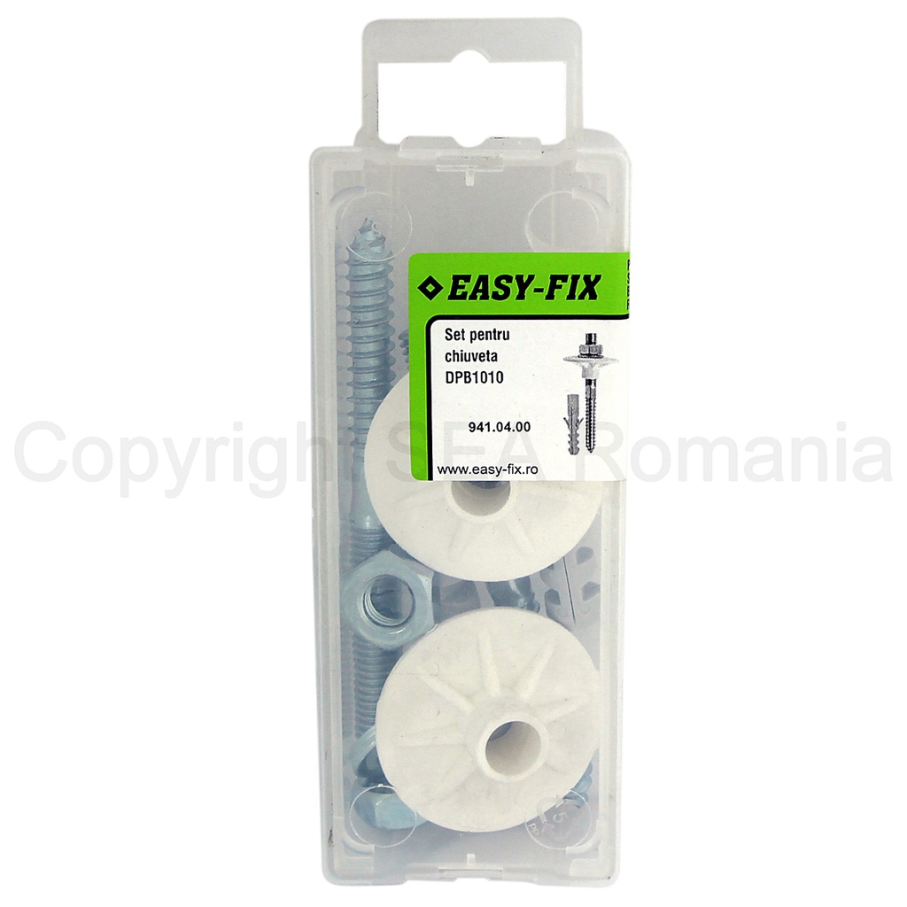 Set fixare lavoar cu saibă plastic și diblu cu prezon Ø 10x100 mm