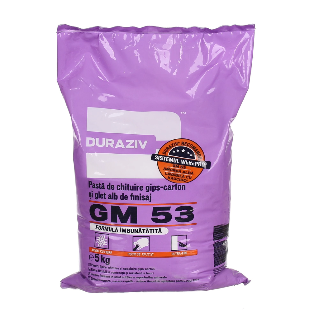 DURAZIV GM 53 pasta de chituire și finisare gips-carton 3 in1 5 kg/sac