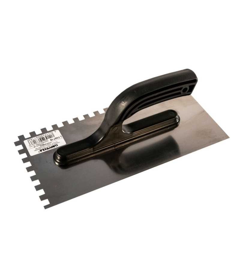 Gletieră nichelată crestată, 10x10x10 mm cu mâner PVC, 270x130 mm