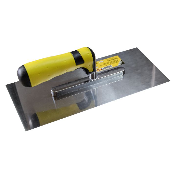 Gletieră dreaptă inox, suport aluminiu, mâner cauciuc, 280x130 mm