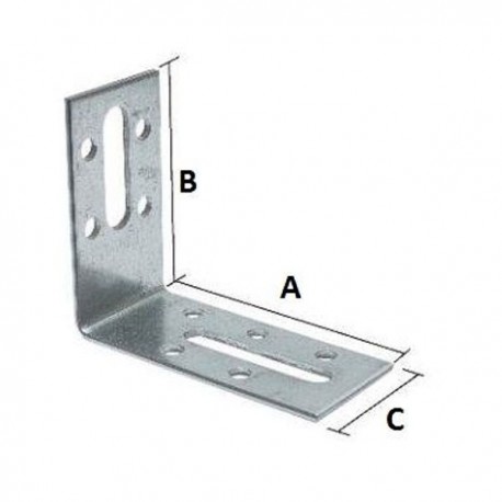 Colțar/vinclu metalic zincat, îmbinare lemn 120x55x30x2 mm