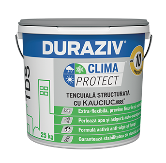 Tencuială decorativă DURAZIV Clima Protect® cu Kauciuc® 1.5 mm structurată 25 kg/găleată