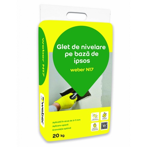 [P006380] Glet alb pe bază de ipsos Weber N17, 20 kg