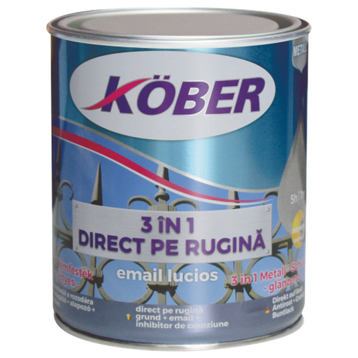 [P004918] Email lucios anticoroziv 3 în 1 Kober argintiu 0.75 l