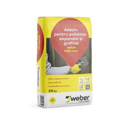 [P003680] Adeziv pentru polistiren expandat şi grafitat Weber P39 max2, 25kg