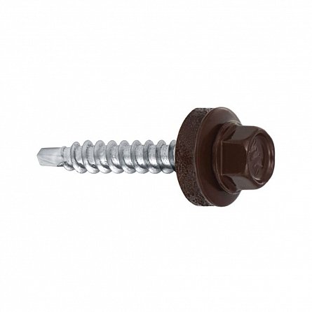 [P004278] Șurub autoforant cu cap HEX 4.8x35 mm, șaibă EPDM Ø14 mm, RAL 8017 prindere pe lemn, 250 bucăți