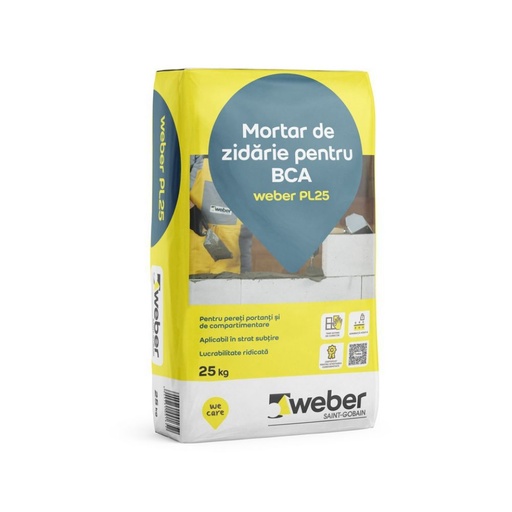 [P003019] Mortar de zidărie Weber PL25 pentru BCA, 25 kg