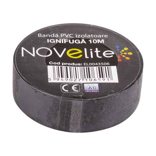 [P005937] Bandă izolatoare Novelite negru, 19 mm x 10 ml