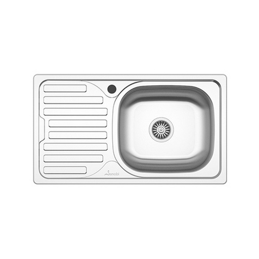 [P007437] Chiuvetă bucătărie din inox Sanobi 2001.BDM, montaj blat cu o cuvă pe dreapta, 760x435x165 mm