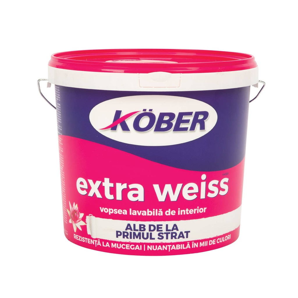 Vopsea lavabilă pentru interior Kober Extra Weiss albă, 2 l