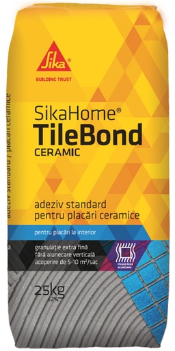 [P001309] Adeziv standard SikaHome® pentru gresie și faianță de interior gri, 25 kg