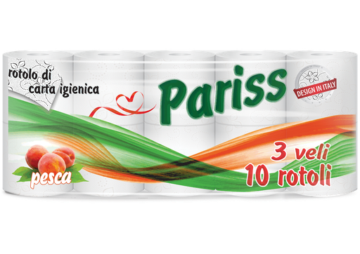 [P005823] Hârtie igienică PARISS cu 3 straturi, 10 role/set