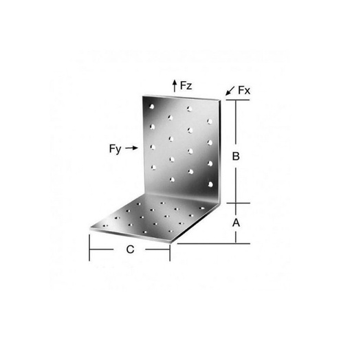 [P001108] Colțar/vinclu din oțel zincat perforat, 60X60X40X2.5 mm